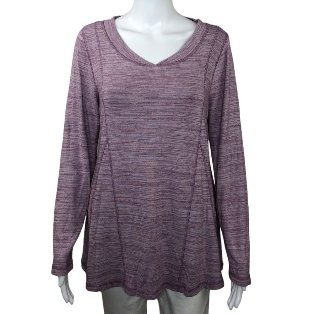 Soft Surroundings Women’s Purple V-Neck Long Sleeve A-Line Top Size S